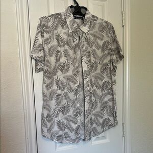 Men's Gray Leaf Print Shirt